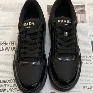Prada Women's Glossy Black Sneakers